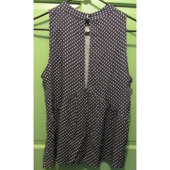 Love Fire Junior's Challis Blue Polka Dot Mock Neck Shell Blouse Size M - Picture 3 of 7